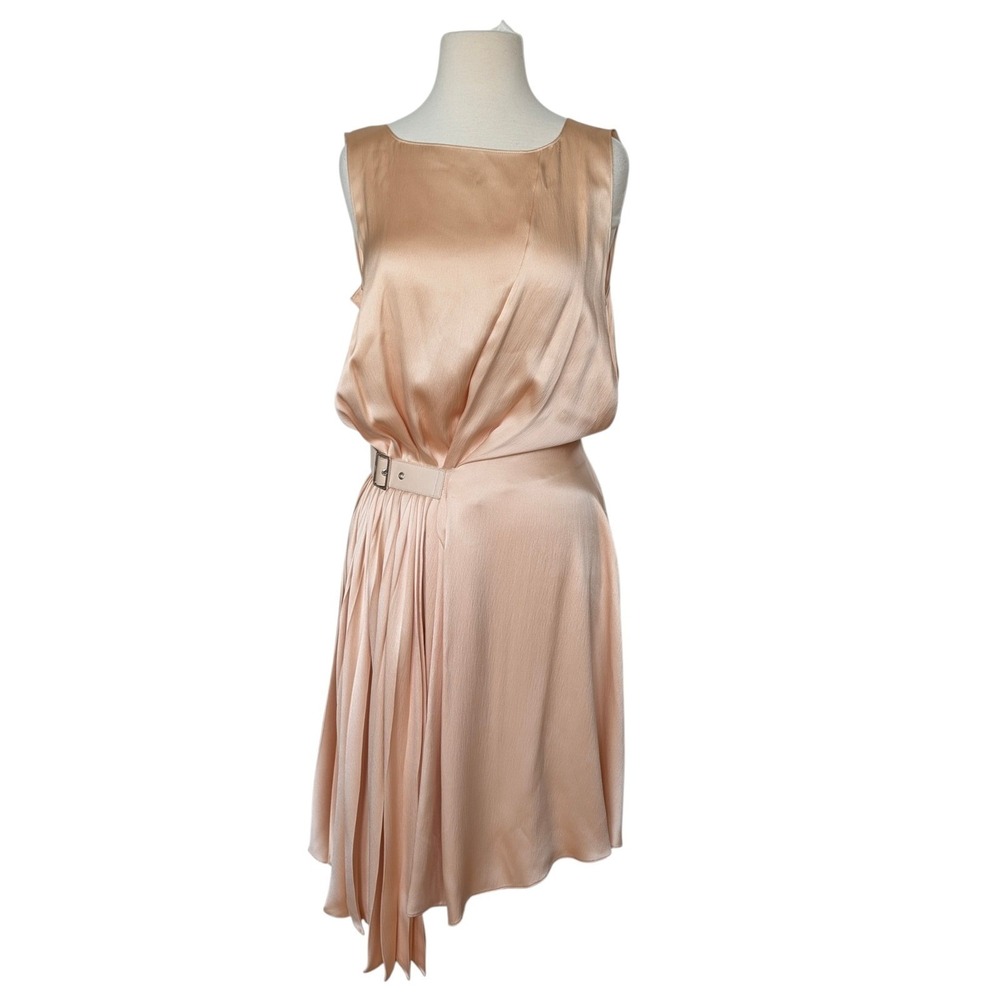 Salvatore Ferragamo SS14 Silk Dress Pleated Draped Open Back Italy 38